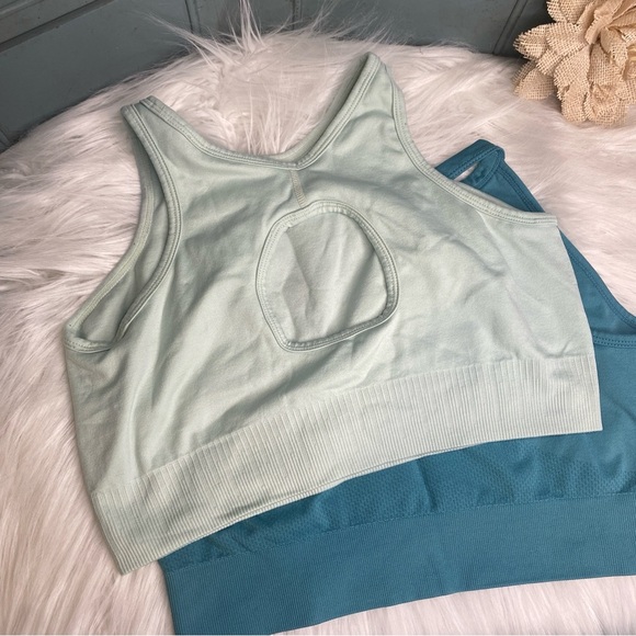 Two Z by Zella Sports Bras Size Large Teal Blue Green and Light Mint Green - Picture 5 of 6